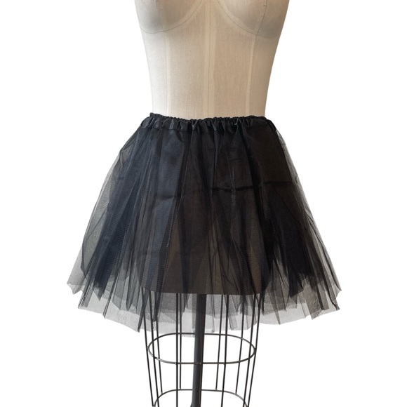 ❤️ NEW! Balletcore Punk Grunge Goth Black Tulle Mini Tutu Petticoat Skirt - Picture 7 of 9